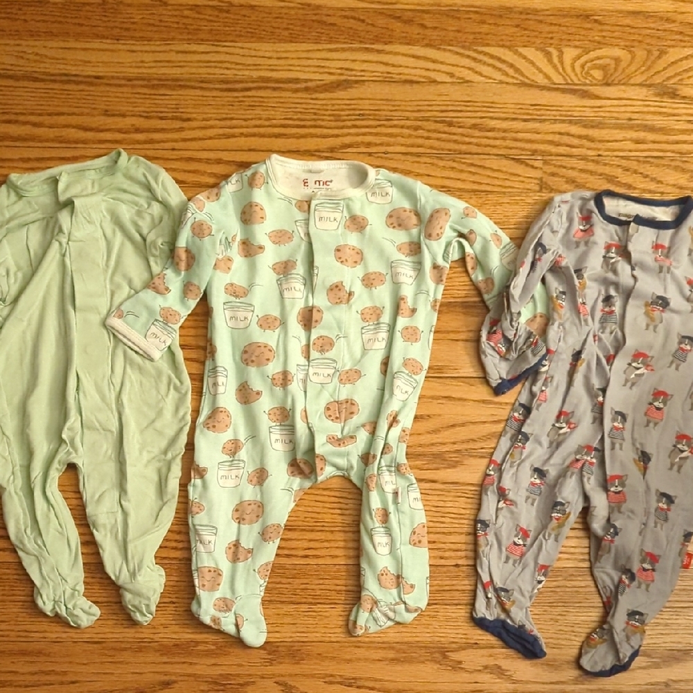 Three Magnetic Me And E=MC Brand Magnetic 0-3 Infant Pajamas